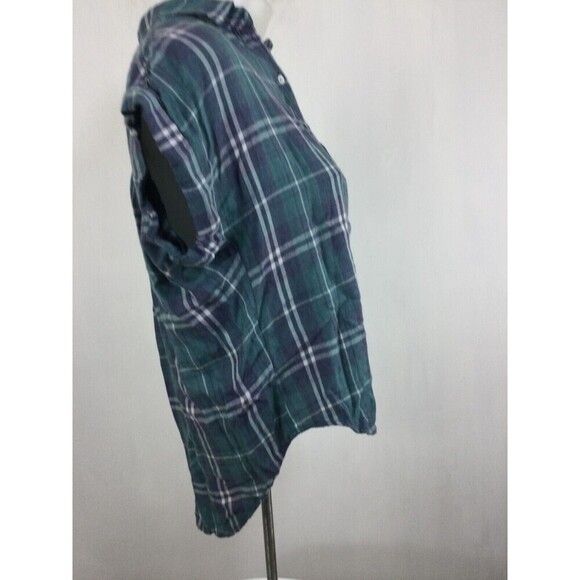 Cloth & Stone Womens Plaid Short Sleeve Collared Button Shirt Blue Green Size XS - Picture 5 of 9